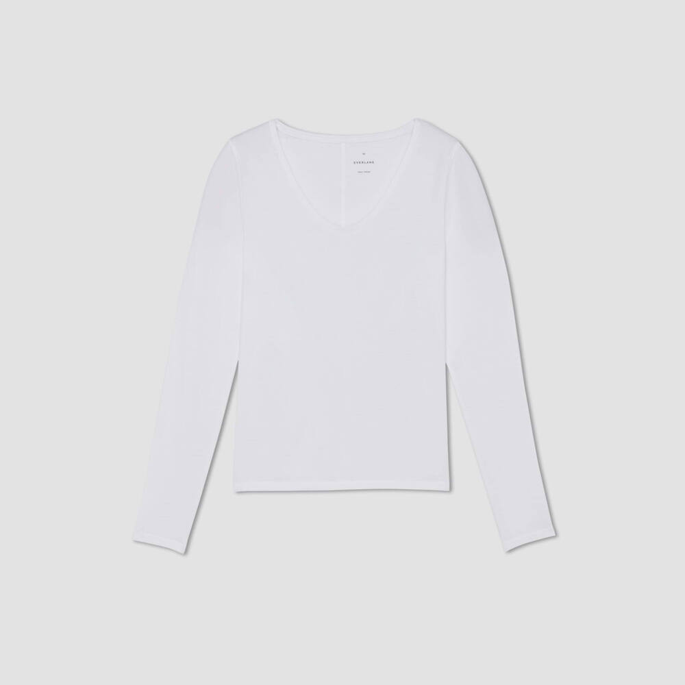 Everlane Women's Supima® Form Ballet Neck T-Shirt in White, Size Extra Large